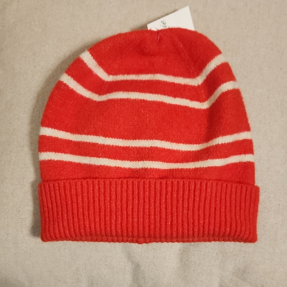 NWT Aerie Red and Tan Striped Beanie